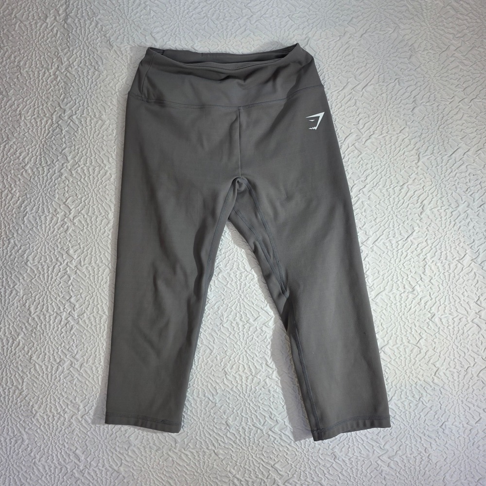 Gymshark Womens Cropped Leggings Charcoal Gray High Waisted Yoga Pants